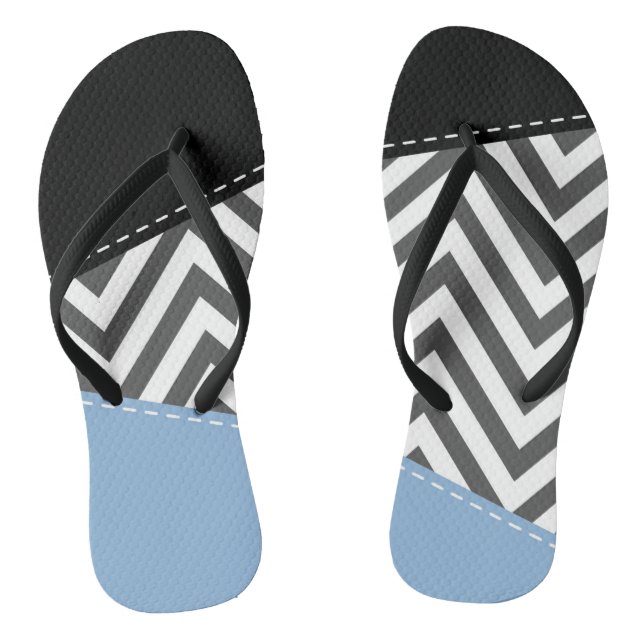 Chanclas Gris Zigzag, Gris Chevron, Zigzag Pattern, Azul (Plantilla)