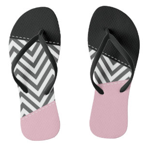 Chanclas Gris Zigzag, Gris Chevron, Zigzag Pattern, Rosa