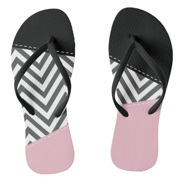 Chanclas Gris Zigzag, Gris Chevron, Zigzag Pattern, Rosa (Plantilla)