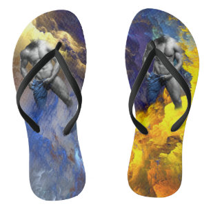Chanclas Grito de la figura muscular masculina en escala de