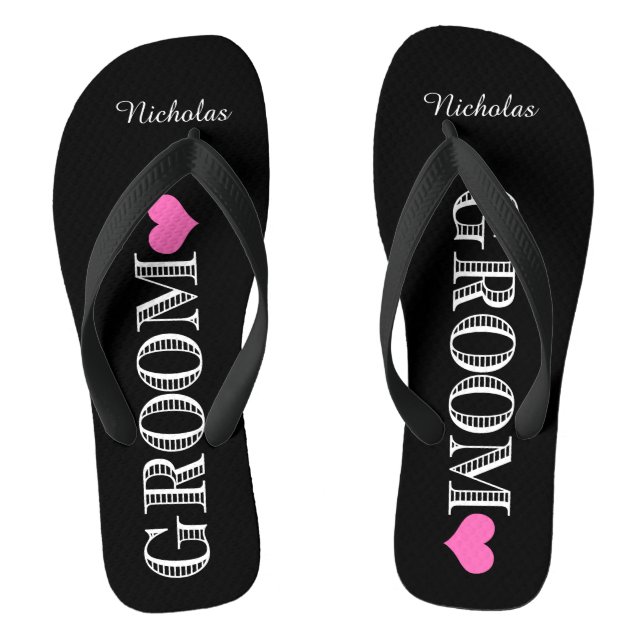 Chanclas Groom del corazón negro/rosa (Plantilla)