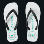 Chanclas Groom personalizado (aqua)<br><div class="desc">Divertido,  flops de volteo de boda personalizados</div>