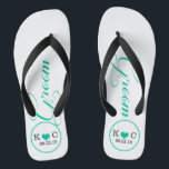 Chanclas Groom personalizado (aqua)<br><div class="desc">Divertido,  flops de volteo de boda personalizados</div>