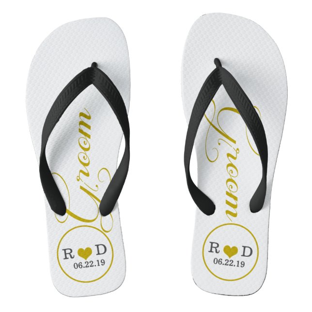 Chanclas Groom personalizado (oro) (Plantilla)