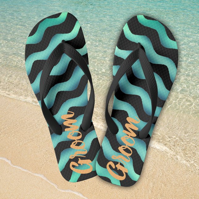 Chanclas Groom Waves Marine Beach Wedding Flip Flops (Subido por el creador)