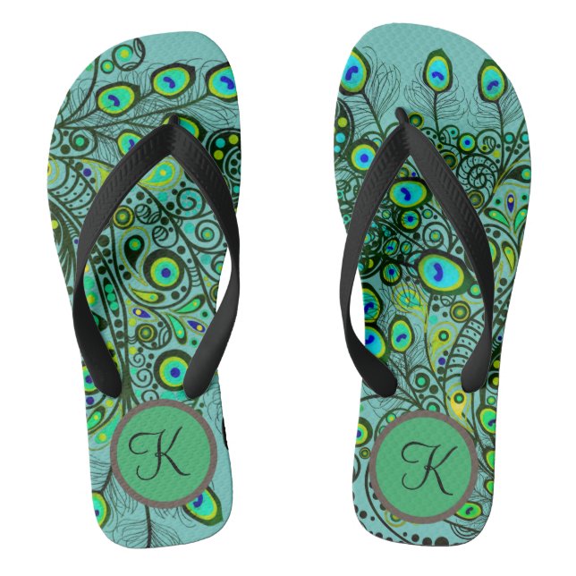 Chanclas Groovy Monograma Neon Green Peacock Flip F (Plantilla)