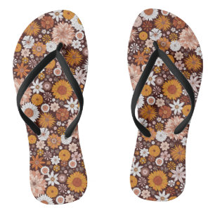 Chanclas Groovy Retro Flower Garden Pattern