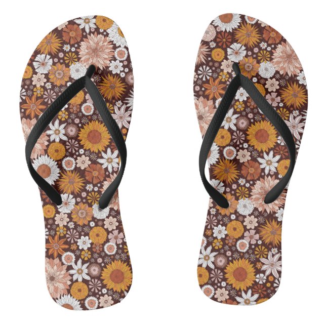 Chanclas Groovy Retro Flower Garden Pattern (Plantilla)