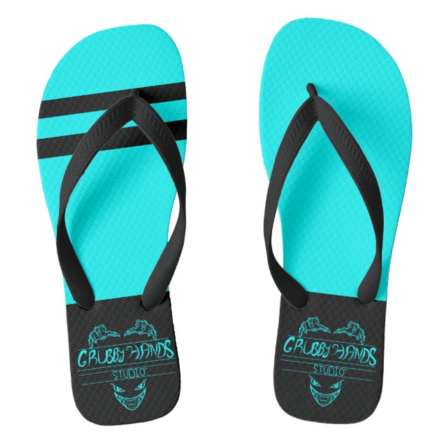 Chanclas Grubby Hands Studio Cyan y Black Flip Flops (Plantilla)
