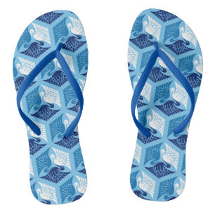 Chanclas Grullas japonesas, marina, blanco y azul claro
