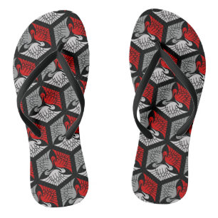 Chanclas Grullas japonesas, rojas, grises, grises y negros