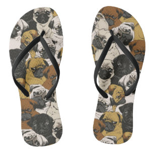 Chanclas Grumpy Pugs / Gracioso Patrón de Cachorros de Pug