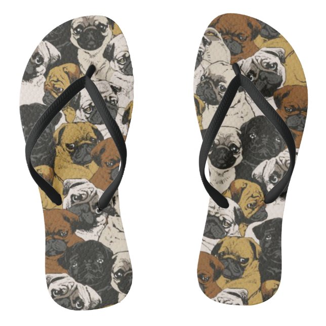 Chanclas Grumpy Pugs / Gracioso Patrón de Cachorros de Pug  (Plantilla)