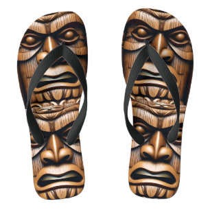 Chanclas Guardianes antiguos: Arte de Madera Tiki