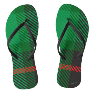 Chanclas Guay Plaid Tartán Scottish, Green, Red Flip Flops