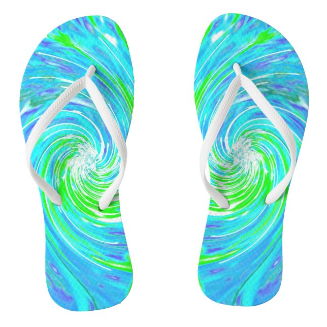 Chanclas Guay Resumen Retro Aqua y Lime Green Swirl (Plantilla)