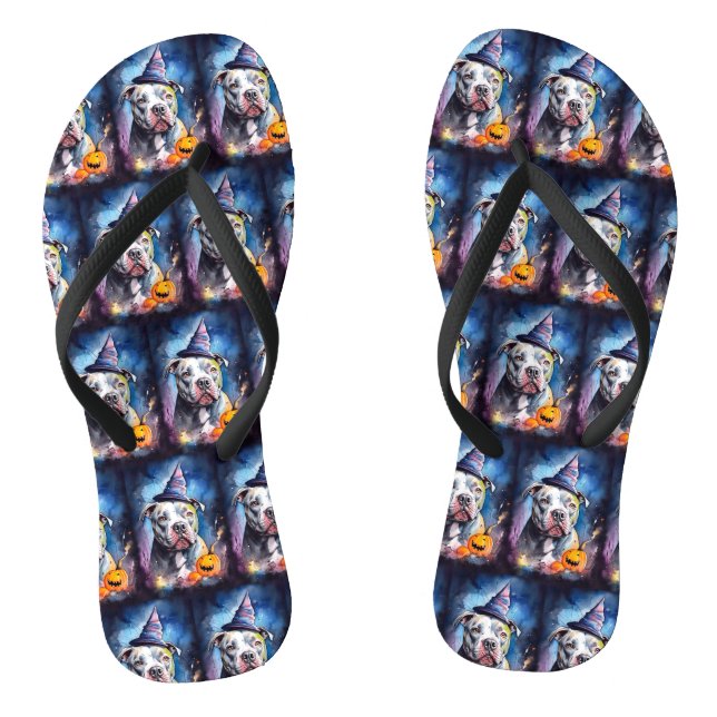 Chanclas Halloween American Staffordshire Con Calabazas (Plantilla)