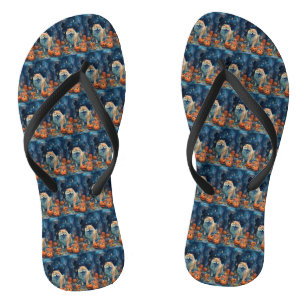 Chanclas Halloween Chow Chow Con Calabazas Asustadas