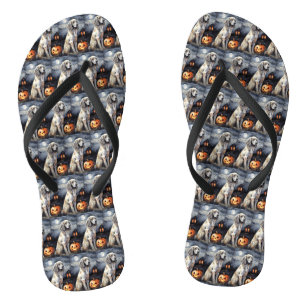 Chanclas Halloween English Setter with Pumpkins Scary