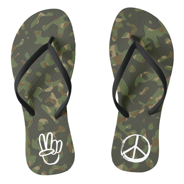 Chanclas Hand V Rótulo Camuflaje Verde Hippie (Plantilla)