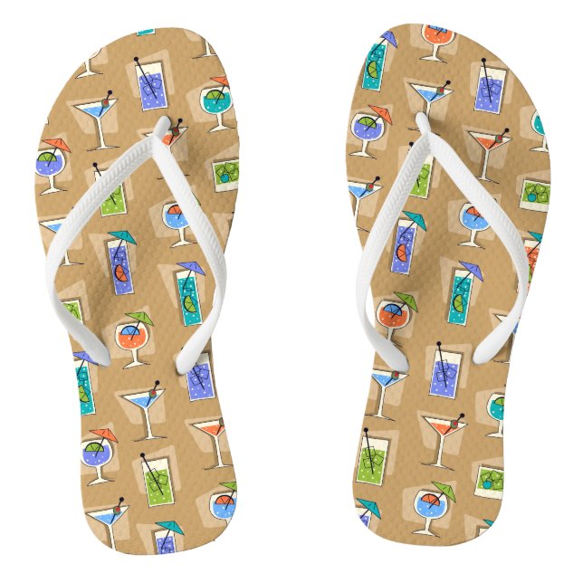 Chanclas Happy Hour Retro Hawai Tropical Bebe Dos Lados (Plantilla)