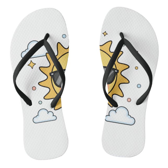 Chanclas Happy Smiling Sun Cartoon - Minimalist Kawaii Suns (Plantilla)