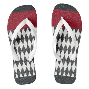 Chanclas Harlequin rojo blanco negro clásico Diamond Argyle