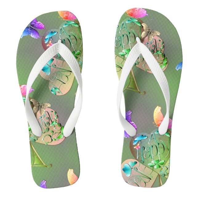 Chanclas "Have a Happy St. Patrick's" Shamrock Flip Flops (Plantilla)
