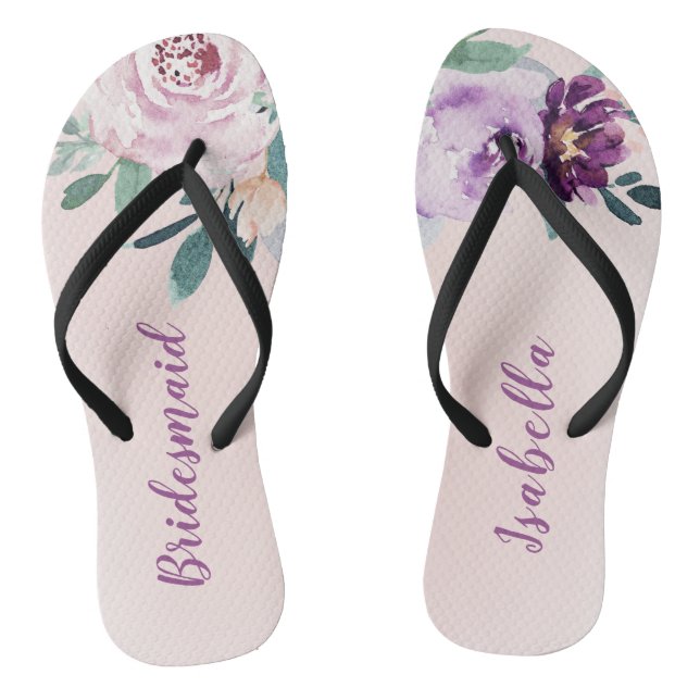 Chanclas Hechicera de novias púrpura botánica personalizada (Plantilla)