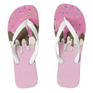 Chanclas Helado de crema rosa espolvorear llovizna