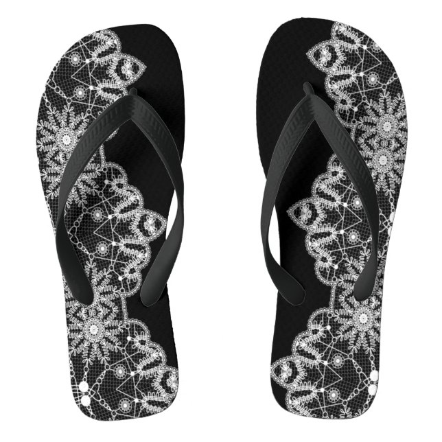 Chanclas Hermosa Lace Blanca Elegante Flip Flops (Plantilla)
