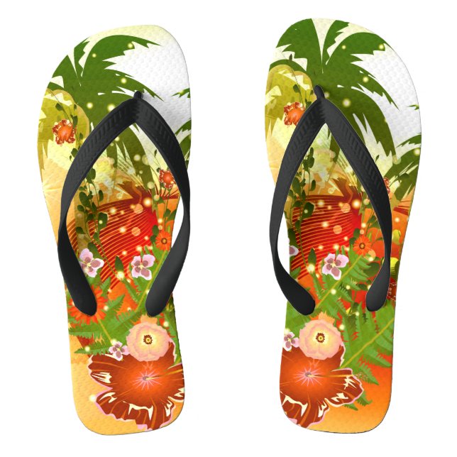 Chanclas Hermosas flores de diseño tropical (Plantilla)