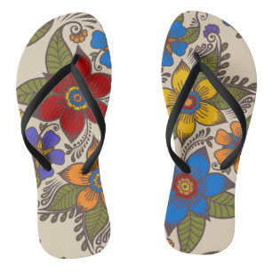 Chanclas Hermoso diseño floral retro boho