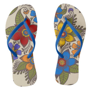 Chanclas Hermoso diseño floral retro boho