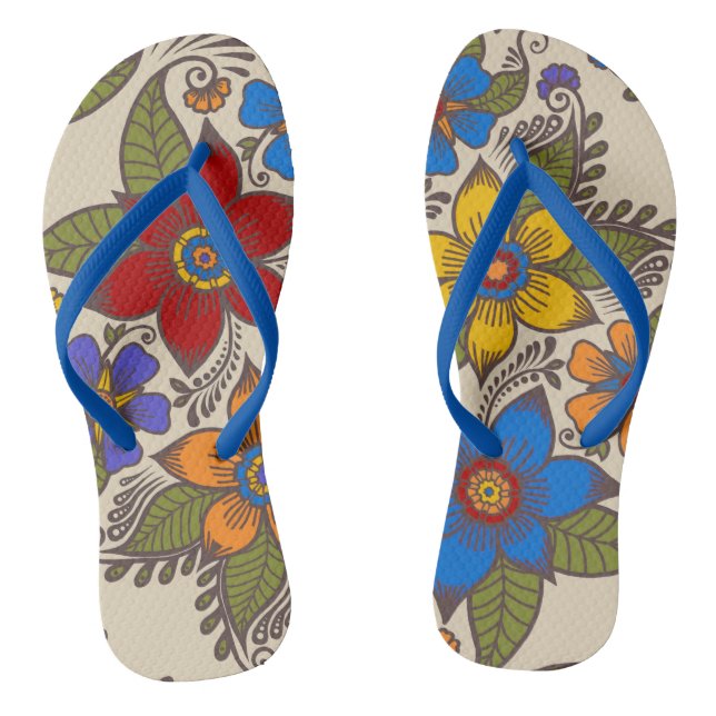 Chanclas Hermoso diseño floral retro boho (Plantilla)