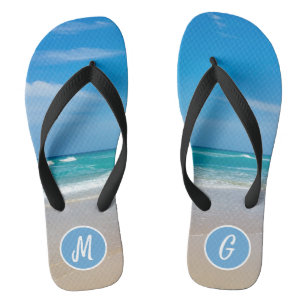Chanclas Hermoso Monograma de arena y playa tropical