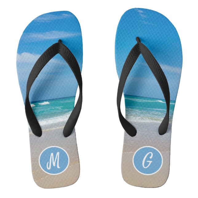 Chanclas Hermoso Monograma de arena y playa tropical (Plantilla)