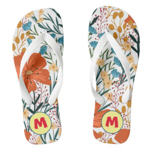 Chanclas Hermoso monograma l Flores de acuarela para ella
