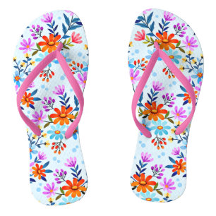 Chanclas Hermoso patrón de flores y hojas 