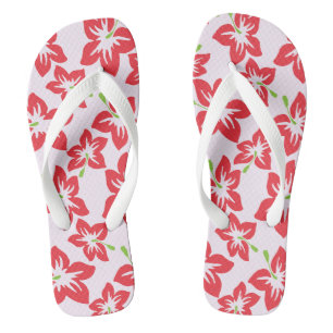 Chanclas Hibisco Rojo, Flores Rojas, Patrón De Flores