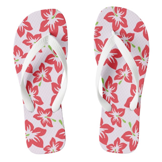 Chanclas Hibisco Rojo, Flores Rojas, Patrón De Flores (Plantilla)