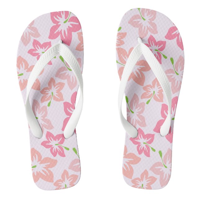 Chanclas Hibisco Rosa, Flores Rosas, Patrón De Flores (Plantilla)