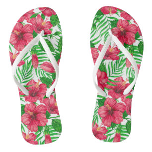 Chanclas Hibiscus y hojas de palmera