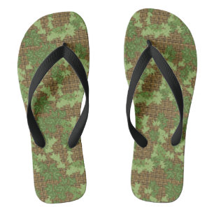 Chanclas Hiedra verde sobre placa dorada marrón