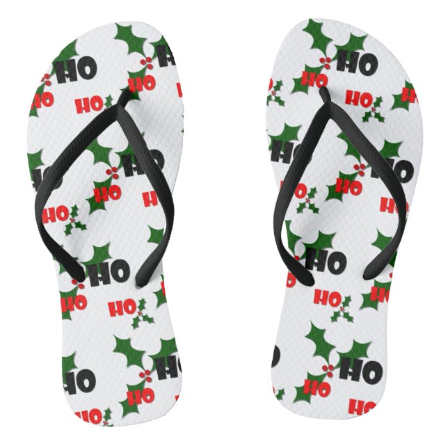 Chanclas Ho Ho Ho Ho Holly y Berries Flip Flops (Plantilla)