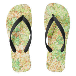 Chanclas Hojas de cámara verdosas abstractas en suelo raspa