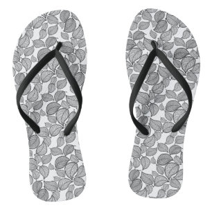 Chanclas Hojas de mano negra dibujadas en blanco