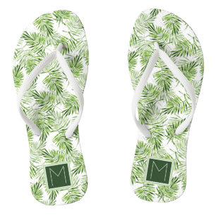 Chanclas Hojas de paleta verde  Monograma
