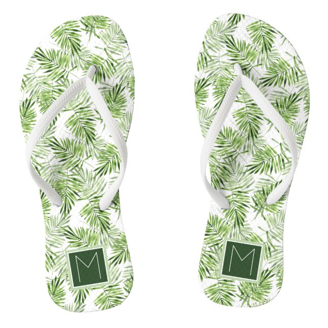 Chanclas Hojas de paleta verde| Monograma (Plantilla)