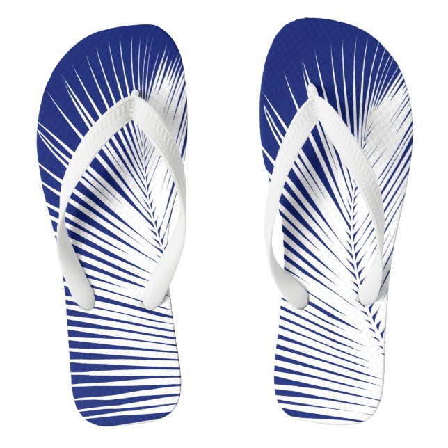 Chanclas Hojas de palma - azul marino y blanco (Plantilla)
